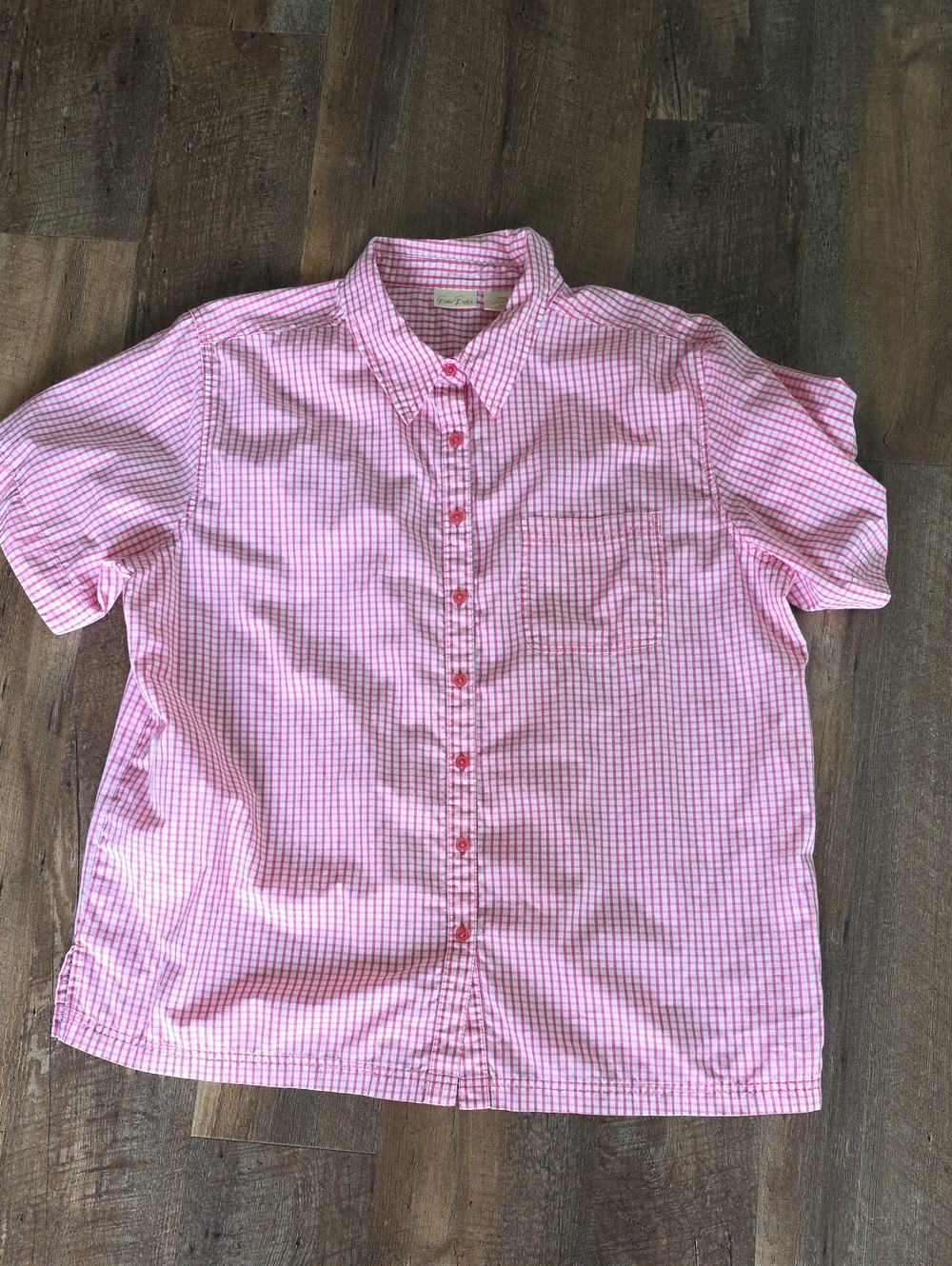 Bobbie Brooks Pink Gingham Short-Sleeve Button-Down Shirt Womens Size 18w/20w